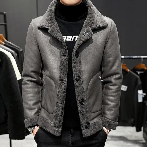 Men winter keep warm Woolen  Coats Men's granular woollen cloth Double sided Woolen Jackets Plus size S-4XL