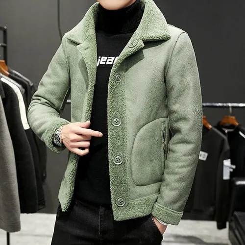 Men winter keep warm Woolen  Coats Men's granular woollen cloth Double sided Woolen Jackets Plus size S-4XL
