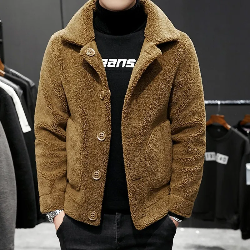 Men winter keep warm Woolen  Coats Men's granular woollen cloth Double sided Woolen Jackets Plus size S-4XL