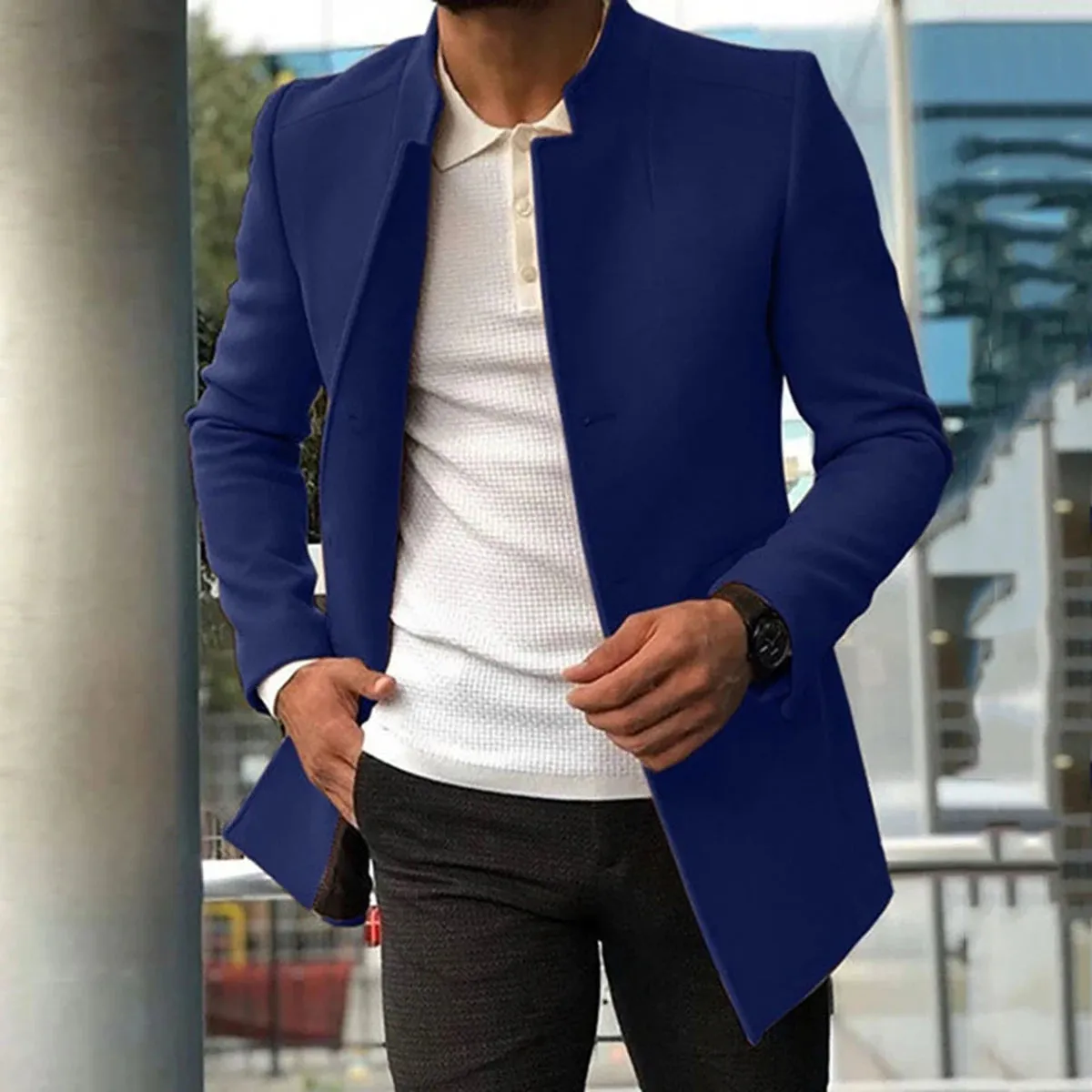 Men's casual suits solid color slim woolen coats men's clothing