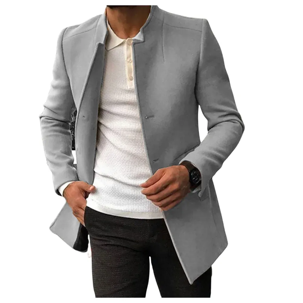 Men's casual suits solid color slim woolen coats men's clothing
