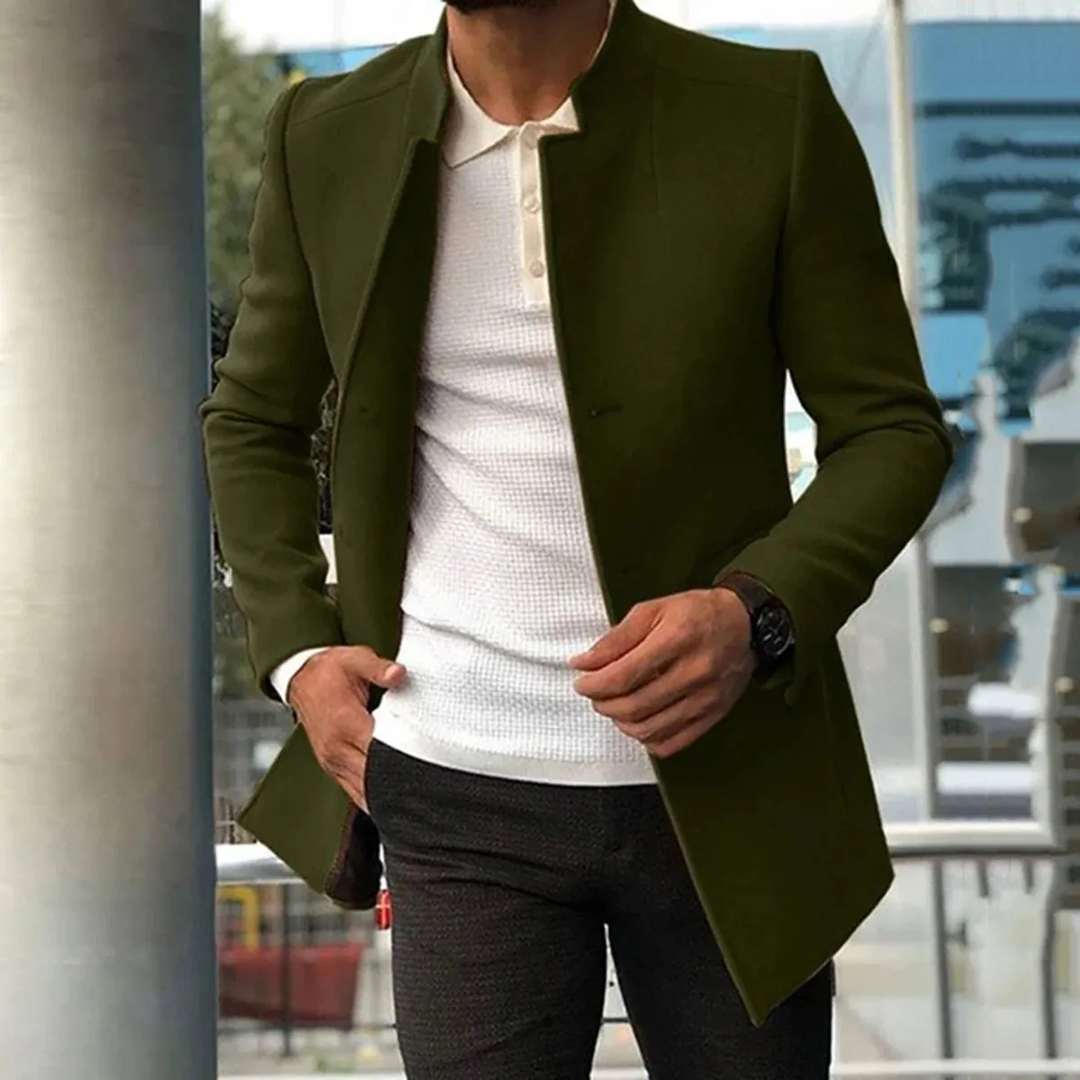 Men's casual suits solid color slim woolen coats men's clothing