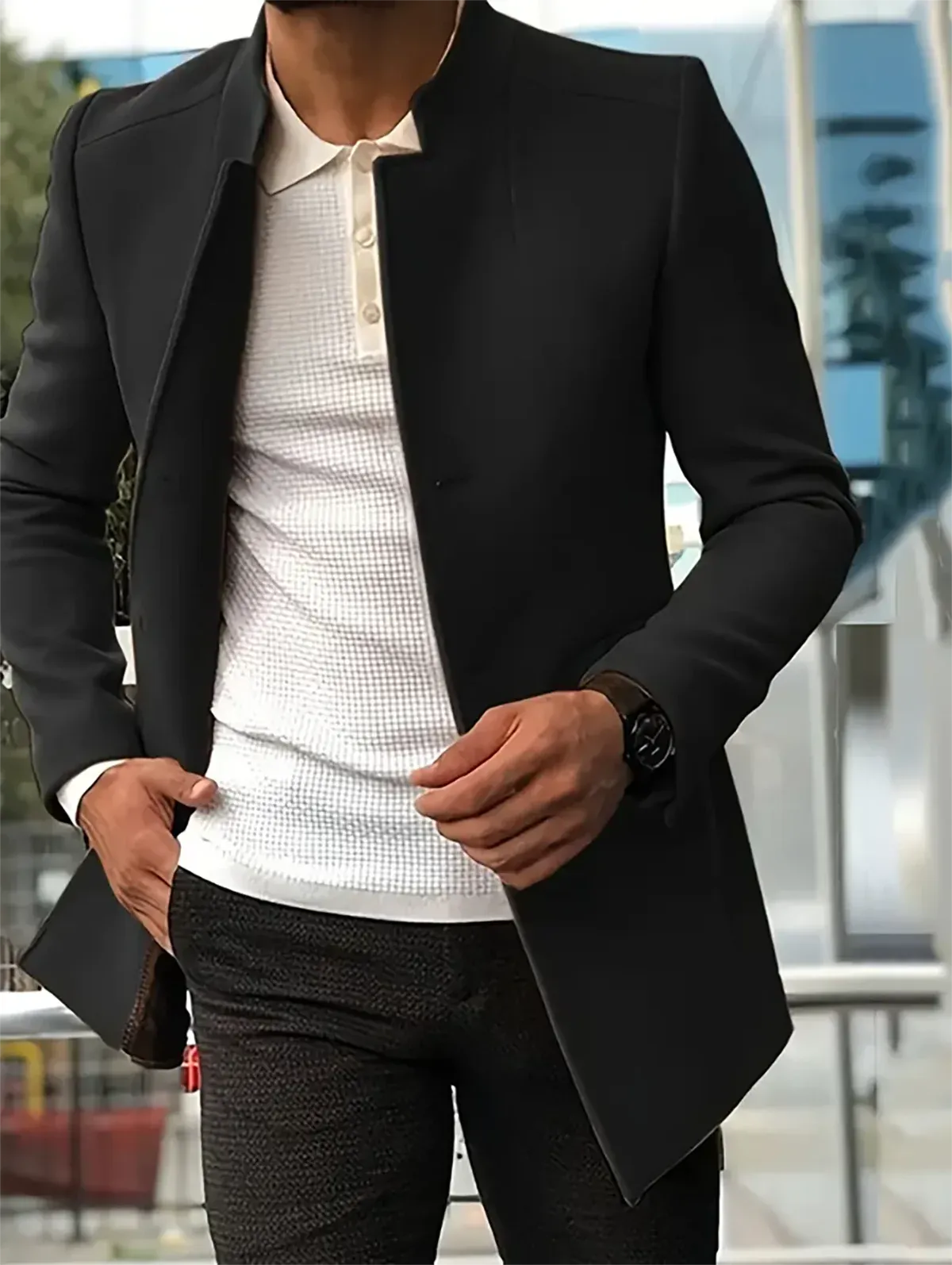 Men's casual suits solid color slim woolen coats men's clothing