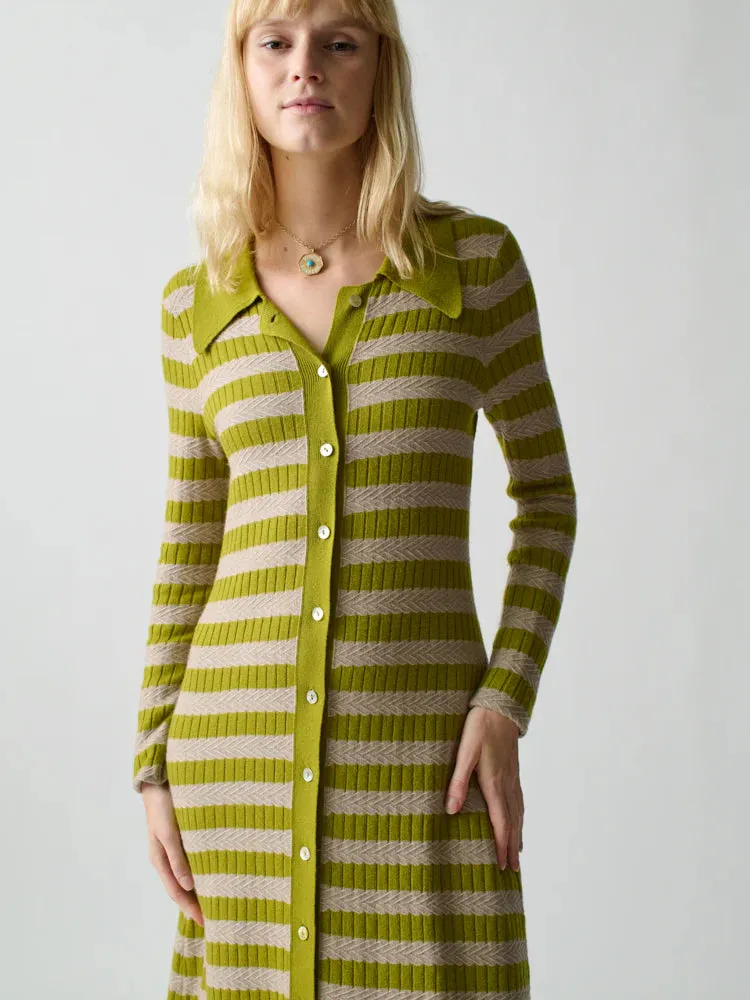 Morrissey Textured Dress - Green Stripe