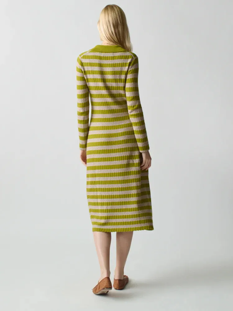 Morrissey Textured Dress - Green Stripe