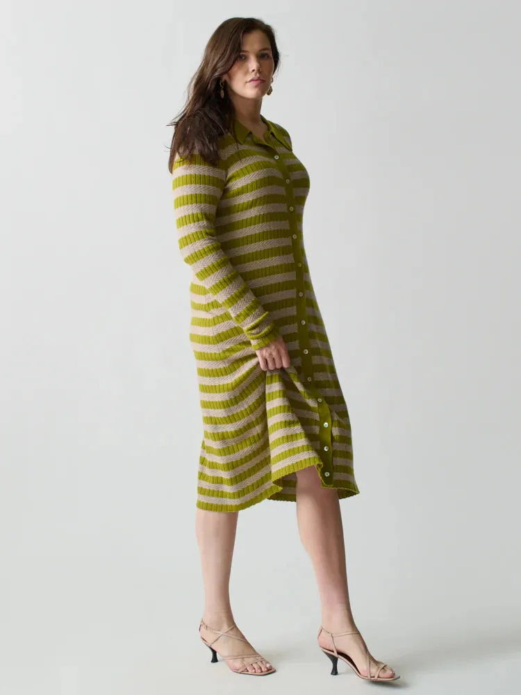 Morrissey Textured Dress - Green Stripe