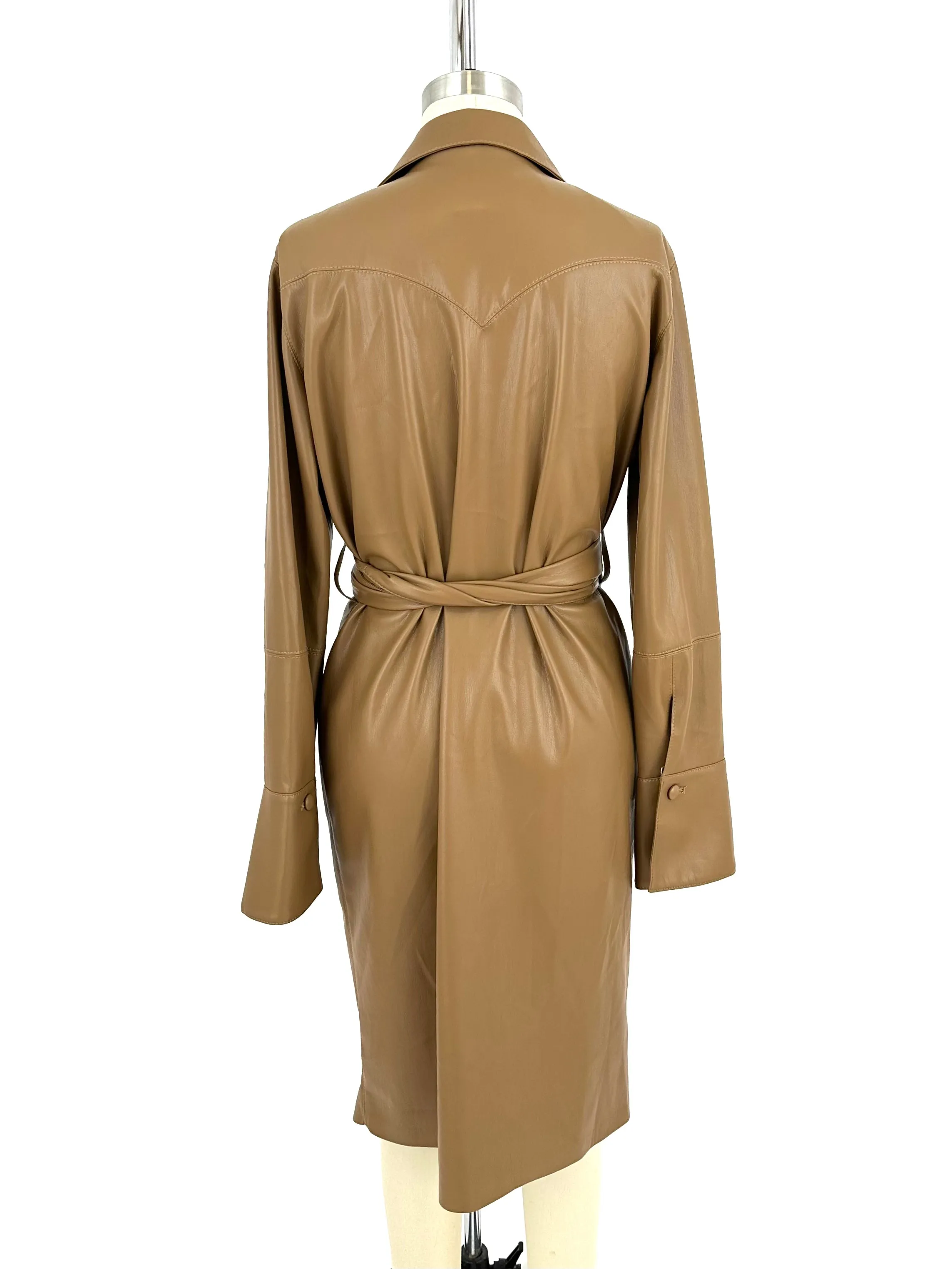 Nanushka Okobor Alt-Leather Wrap Dress