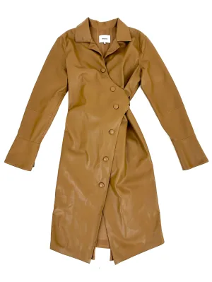 Nanushka Okobor Alt-Leather Wrap Dress