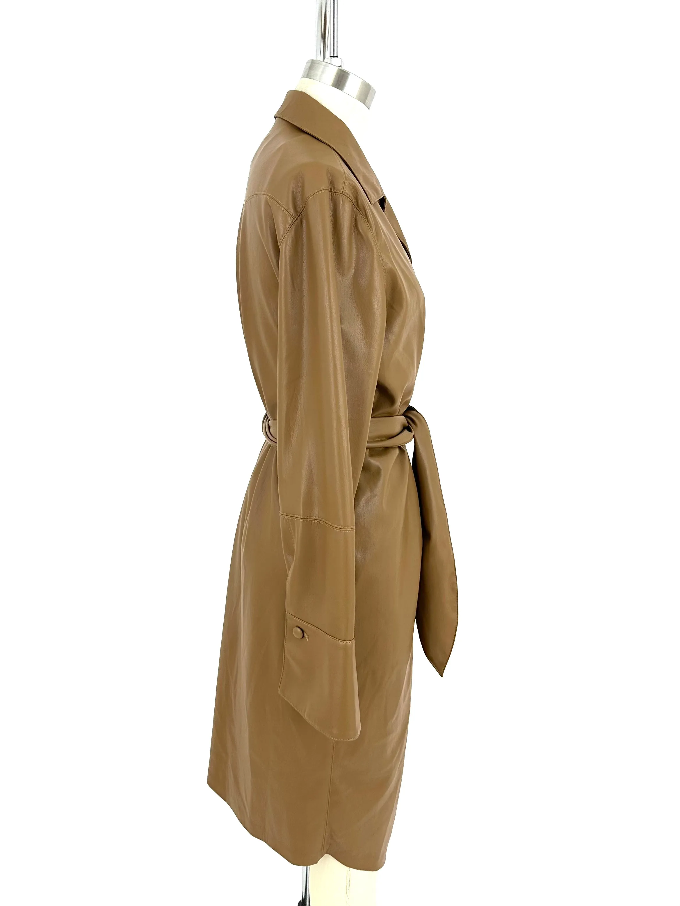 Nanushka Okobor Alt-Leather Wrap Dress