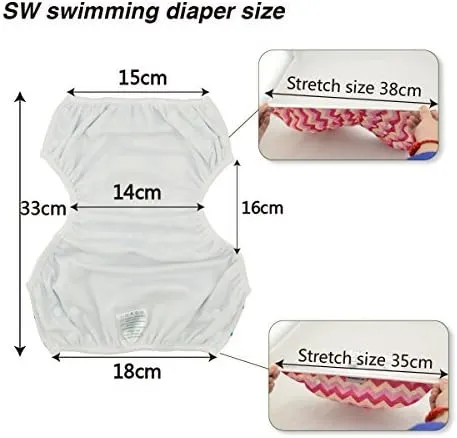 New 2 PACK Babygoal Baby Reusable Swim Diapers,Washable and Adjustable Snaps Grow with your child for Babies 0-3 Years, Great for Swim Lessons, Pool or Beach! Seahorse/stars! Retails $19 