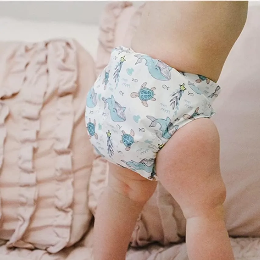 New 2 PACK Babygoal Baby Reusable Swim Diapers,Washable and Adjustable Snaps Grow with your child for Babies 0-3 Years, Great for Swim Lessons, Pool or Beach! Shark/Stripe! Retails $19 