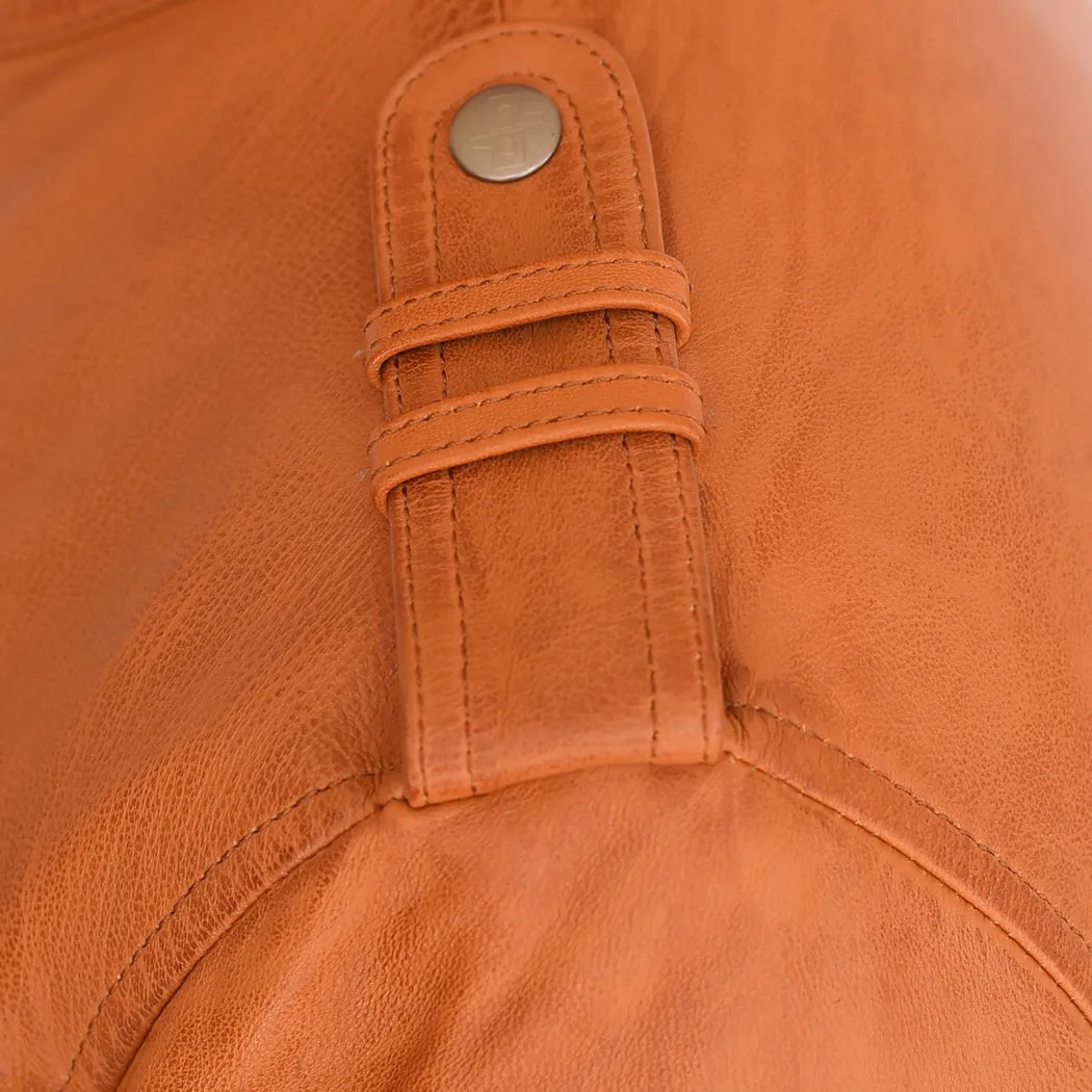 New Mens Genuine Sheep Skin Leather Fashion Jacket Brown 4 Zipped chest Pocket
