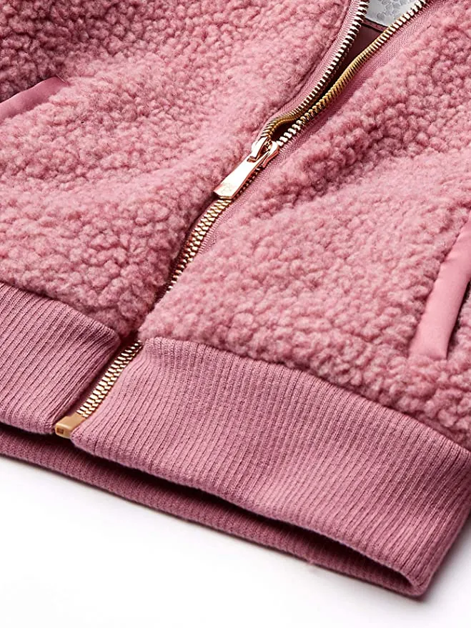 New Nordstrom Kensie - Girl's Outerwear Girls' Little Teddy Bomber Jacket in Rosa, super chic & cute, Sz 6X!