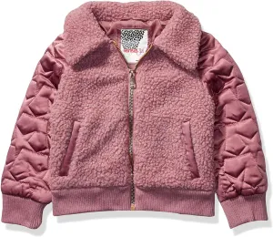New Nordstrom Kensie - Girl's Outerwear Girls' Little Teddy Bomber Jacket in Rosa, super chic & cute, Sz 6X!