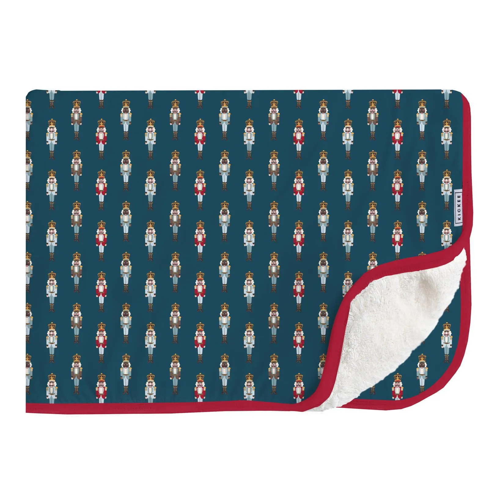 Peacock Nutcrackers Sherpa Lined Throw Blanket Kickee Pants  - Holiday