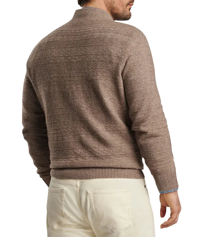 Peter Millar Mens Classic Fit Crescent Texture Quarter-Zip - DARK SAND
