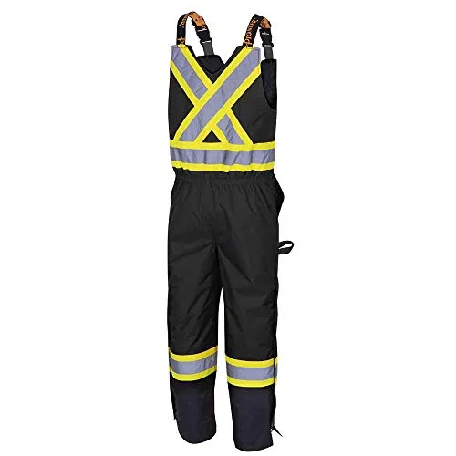 Pioneer V1120870-M Insulated Waterproof Work Overall - Easy Boot Access, Hi-Vis Bib Pants, Men, Black, M