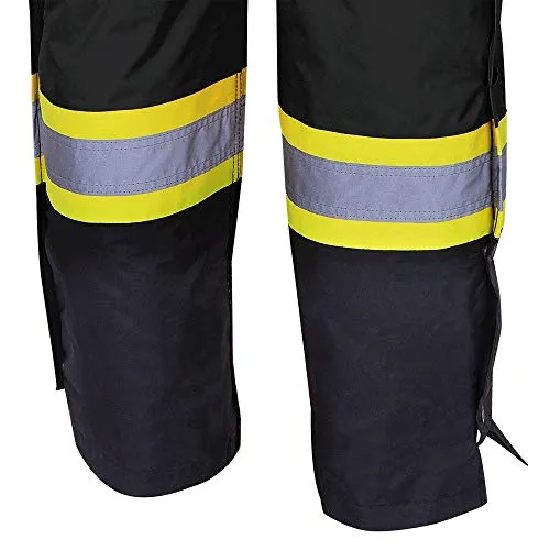 Pioneer V1120870-M Insulated Waterproof Work Overall - Easy Boot Access, Hi-Vis Bib Pants, Men, Black, M
