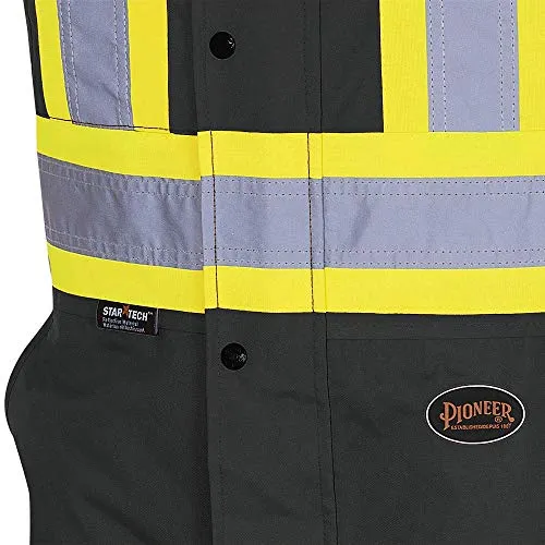 Pioneer V1120870-M Insulated Waterproof Work Overall - Easy Boot Access, Hi-Vis Bib Pants, Men, Black, M