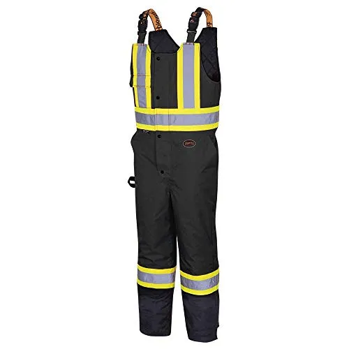 Pioneer V1120870-M Insulated Waterproof Work Overall - Easy Boot Access, Hi-Vis Bib Pants, Men, Black, M