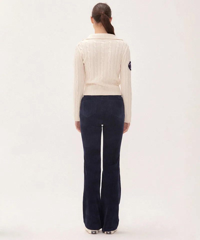 PIV'VEE Corduroy Bootcut Pants - Ocean Navy