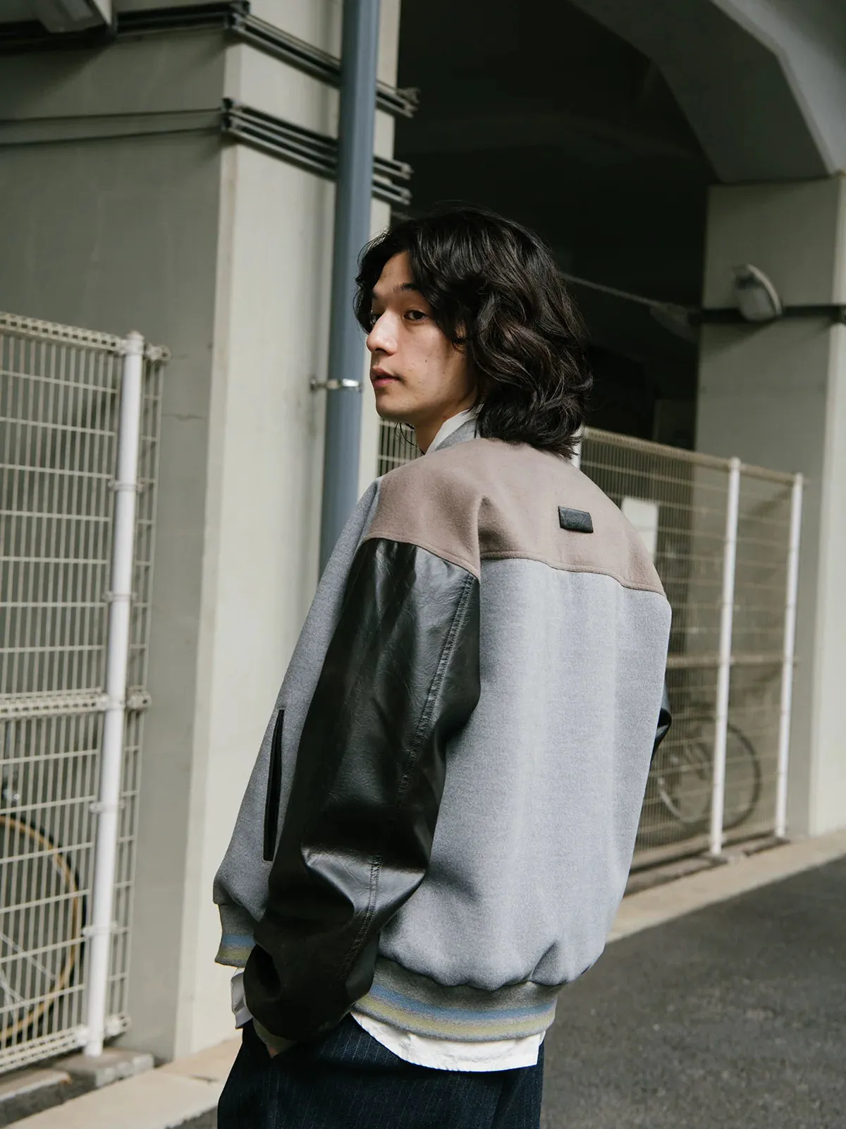Retro Contrast Woolen Baseball Jacket