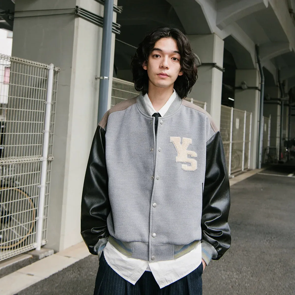 Retro Contrast Woolen Baseball Jacket