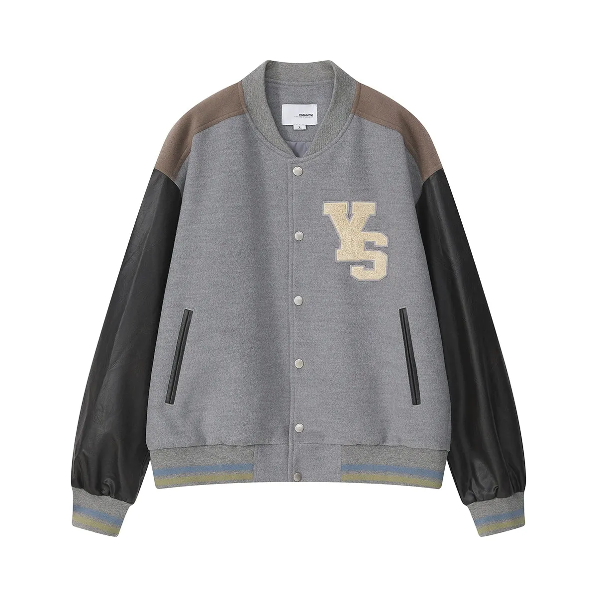 Retro Contrast Woolen Baseball Jacket