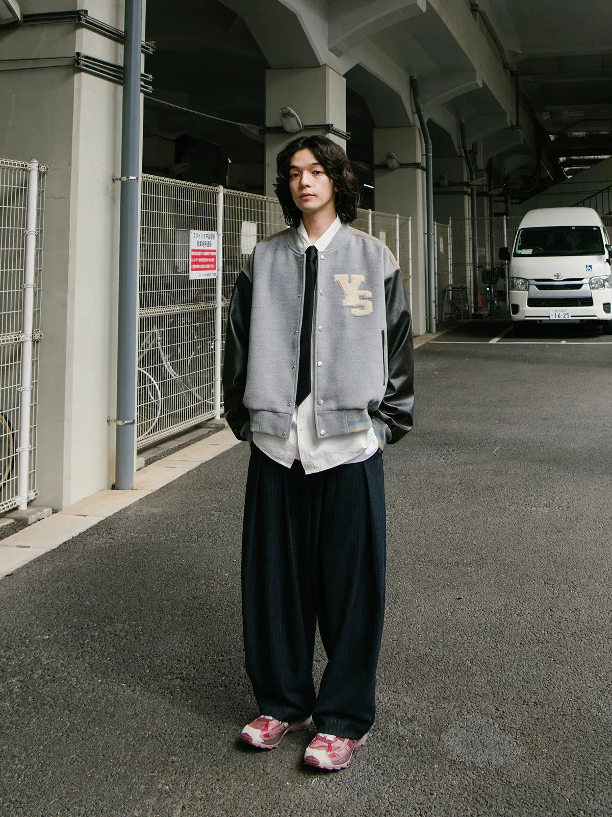 Retro Contrast Woolen Baseball Jacket