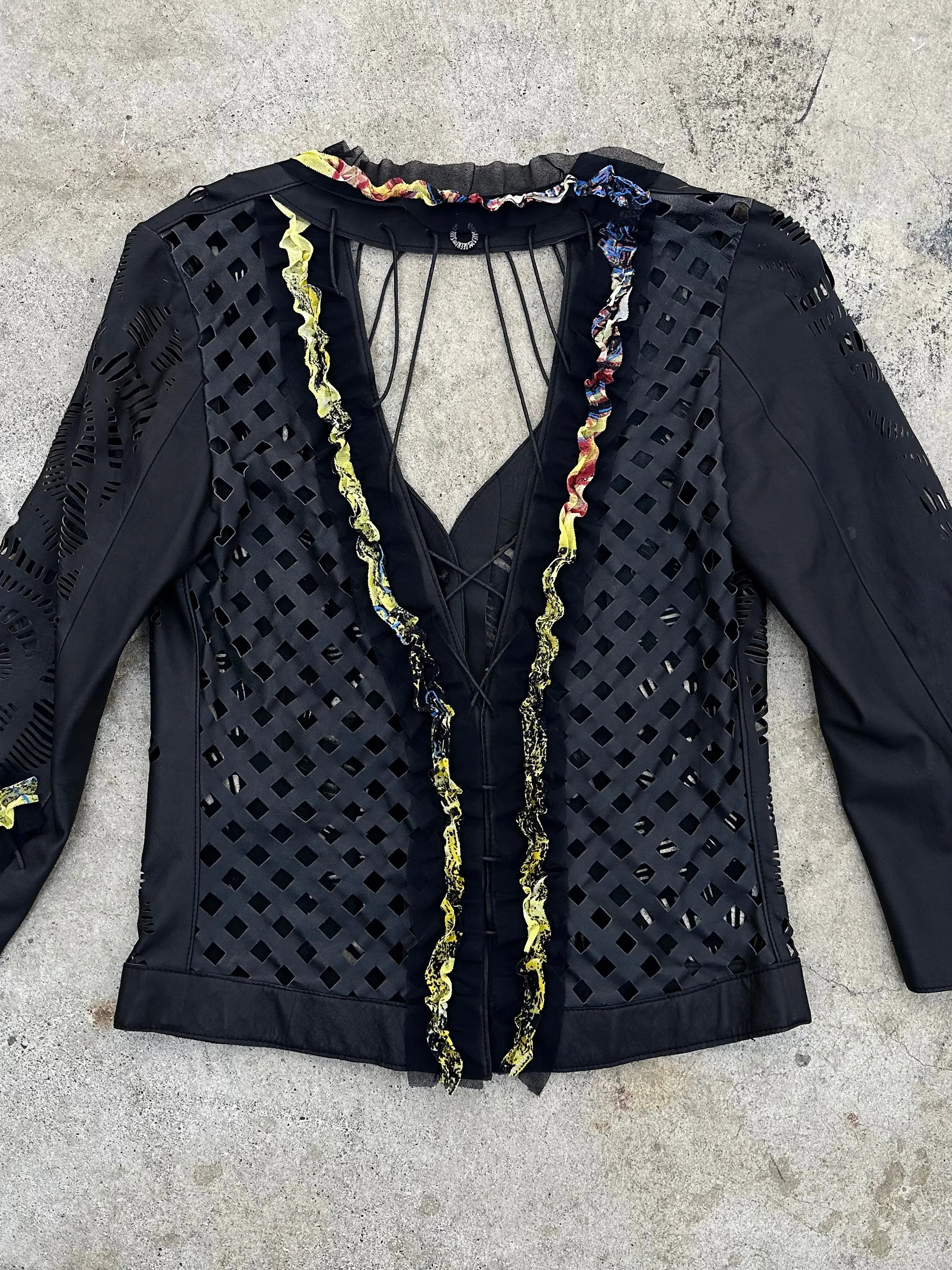 Save The Queen Leather Lace-Up Jacket