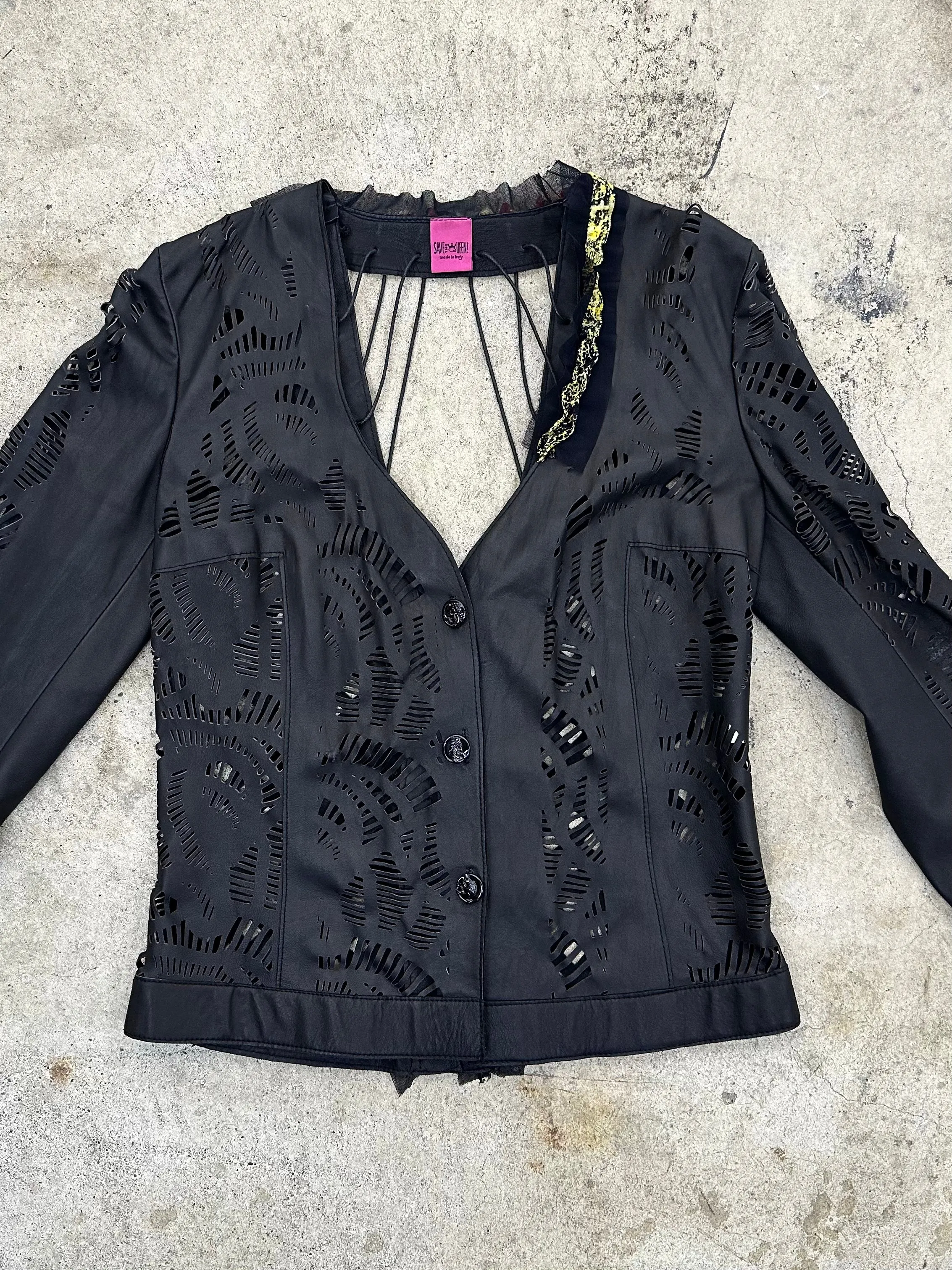 Save The Queen Leather Lace-Up Jacket