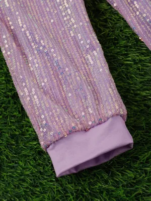 Sequin Joggers Kids: Lavender