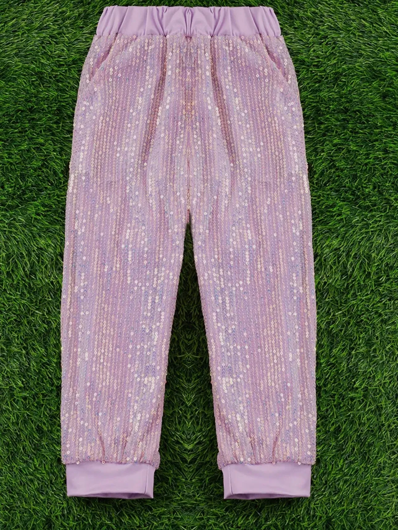 Sequin Joggers Kids: Lavender