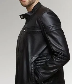 Sheppard | Men's Cafe Racer Black Leather Jacket