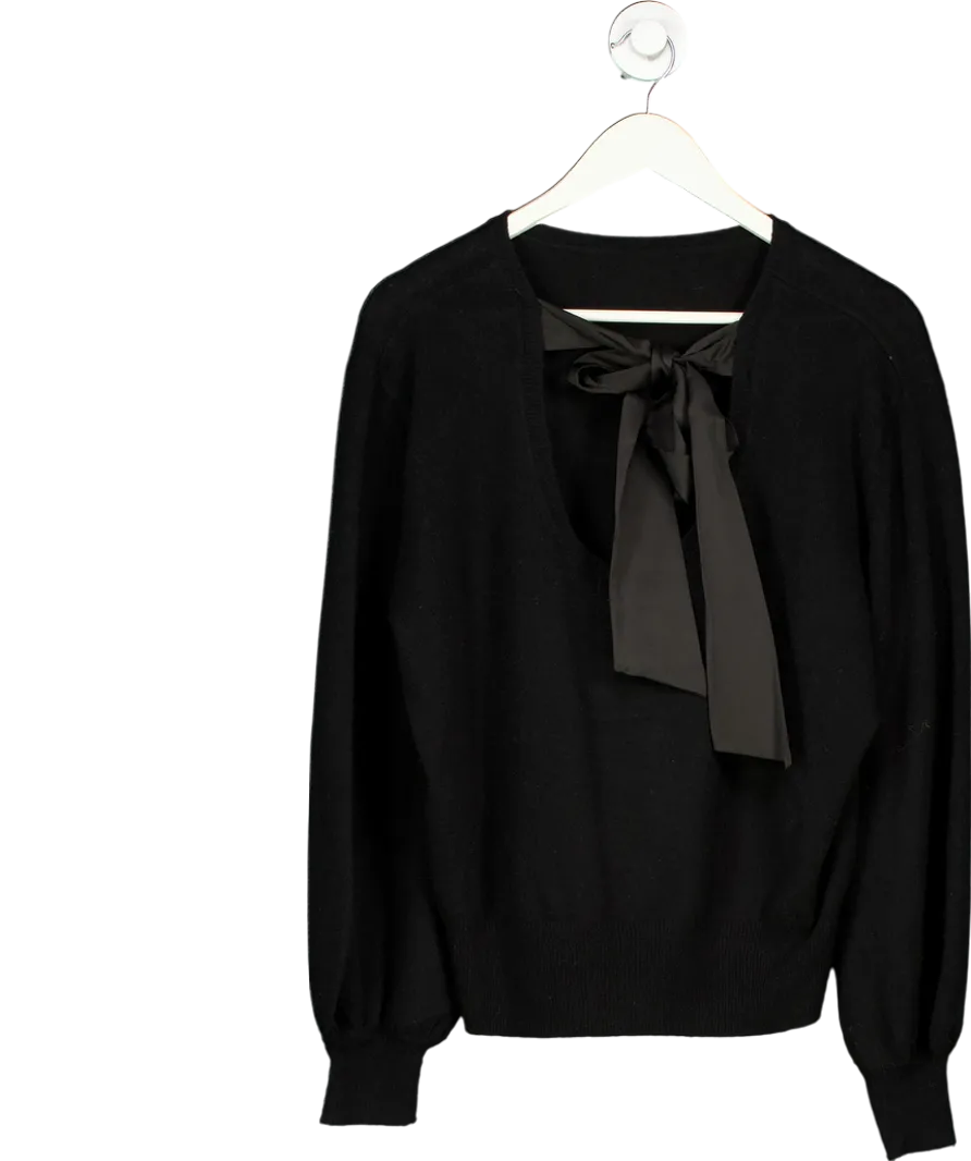 Sinead Keary Black "the Lily" - Cashmere Bow Back Sweater UK M