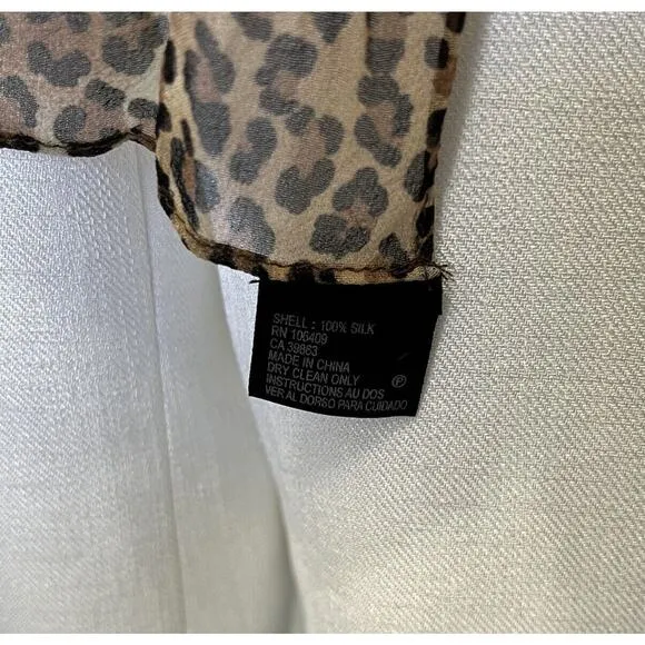 Suit Studio | 3-Pc Pantsuit Blazer &amp; Pants 6P Silk Animal Print Scarf White Brow