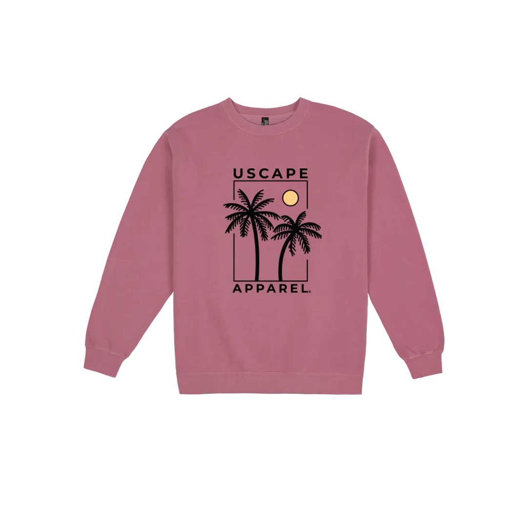 USCAPE Apparel Two Palms Fleece Crewneck, Maroon
