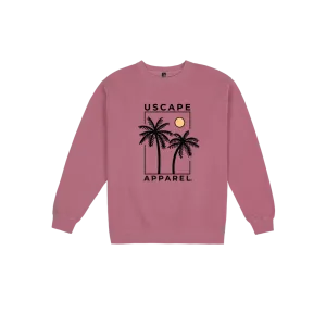 USCAPE Apparel Two Palms Fleece Crewneck, Maroon