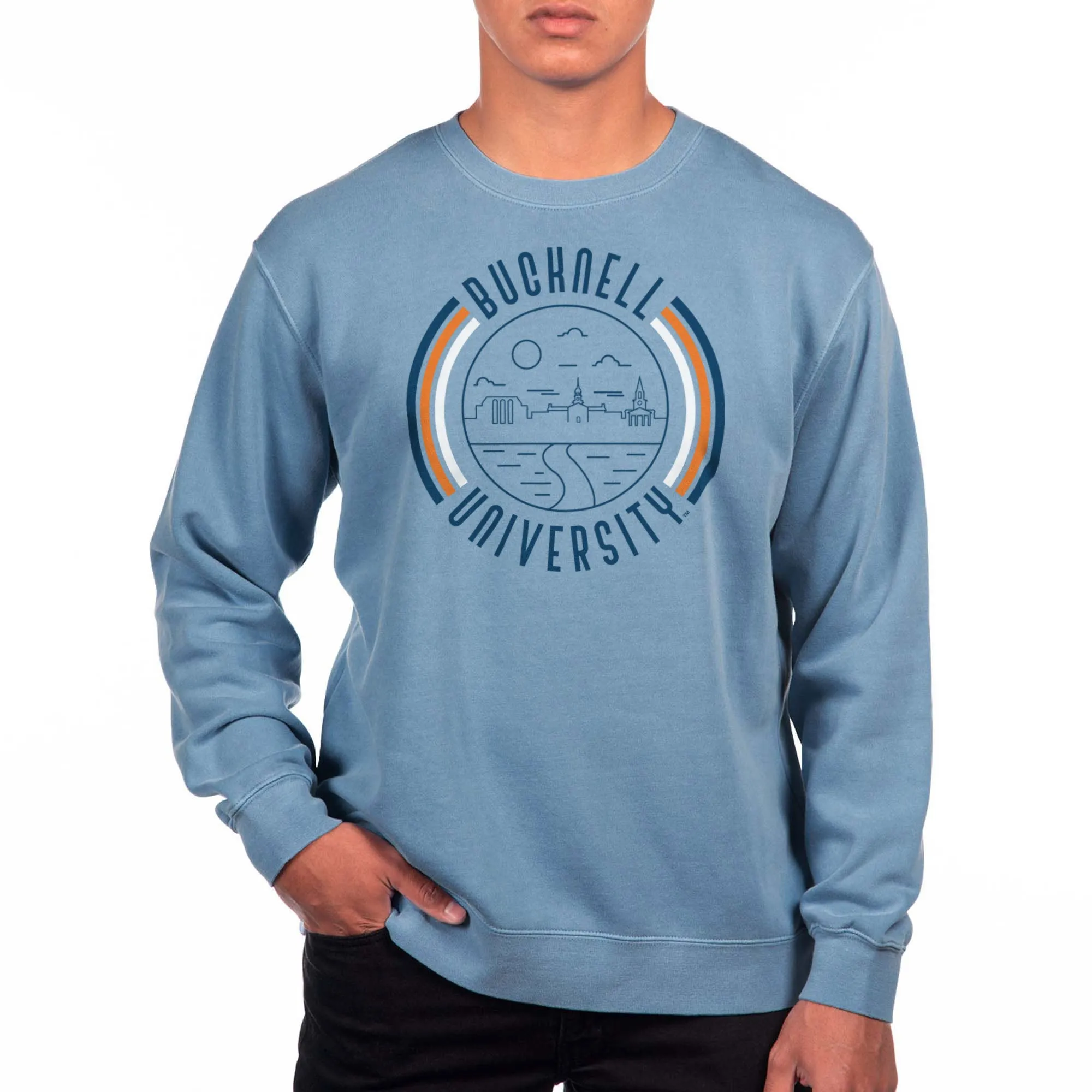 USCAPE Bucknell University '90s Flyer Fleece Crewneck, Slate Blue