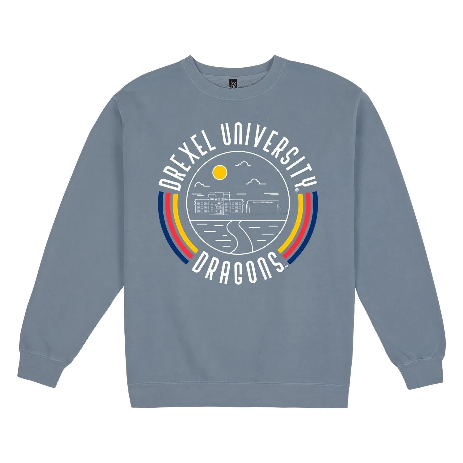 USCAPE Drexel University '90s Flyer Fleece Crewneck, Slate Blue