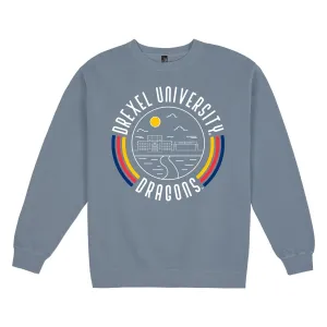 USCAPE Drexel University '90s Flyer Fleece Crewneck, Slate Blue