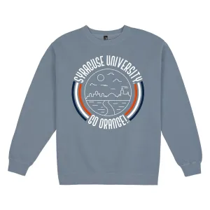 USCAPE Syracuse University '90s Flyer Fleece Crewneck, Slate Blue