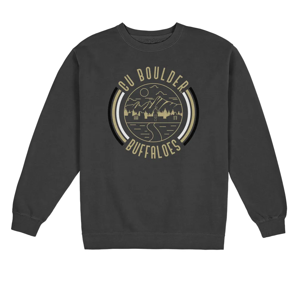 USCAPE University of Colorado Boulder '90s Flyer Fleece Crewneck, Black