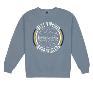 USCAPE West Virginia University '90s Flyer Fleece Crewneck, Slate Blue