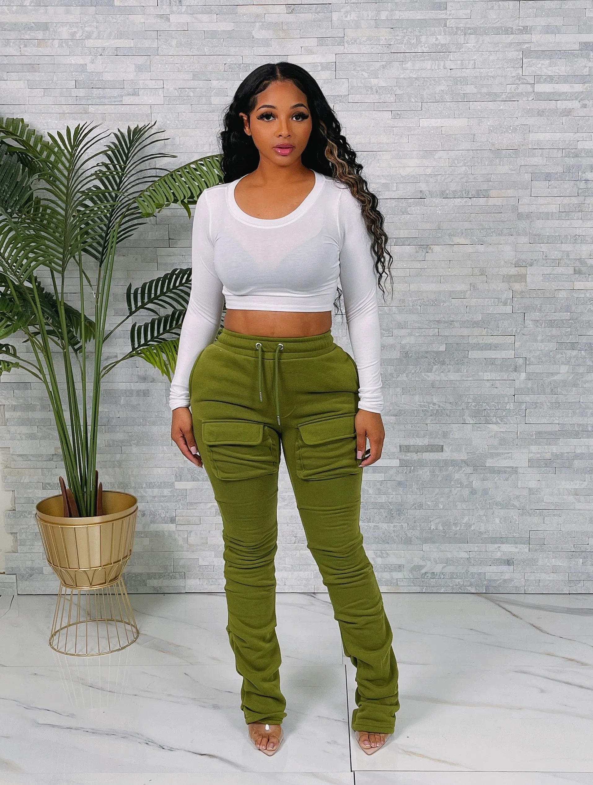 V215P - FLEECE STACKED PANTS