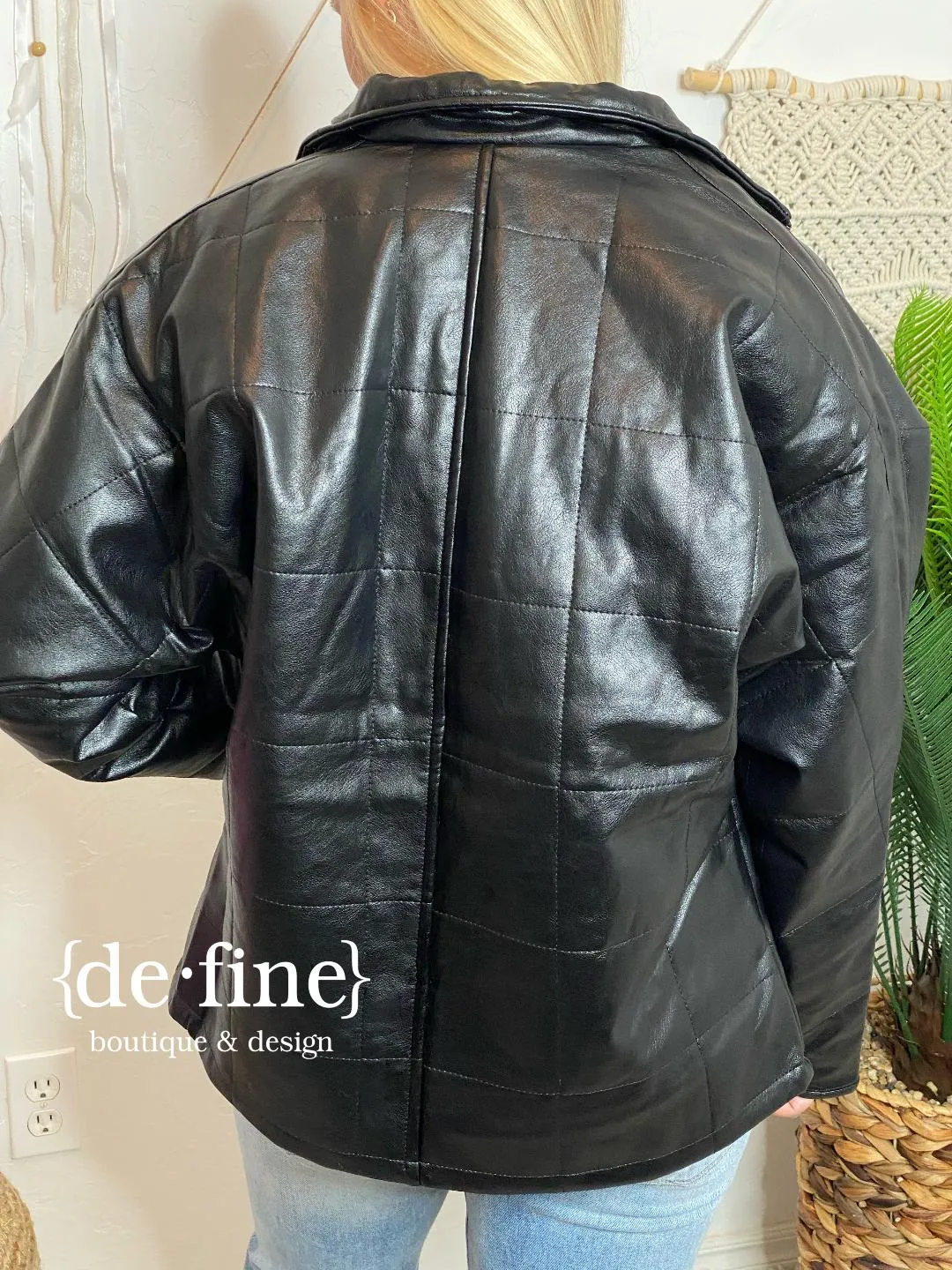 Vegan Leather Black Bomber Jacket