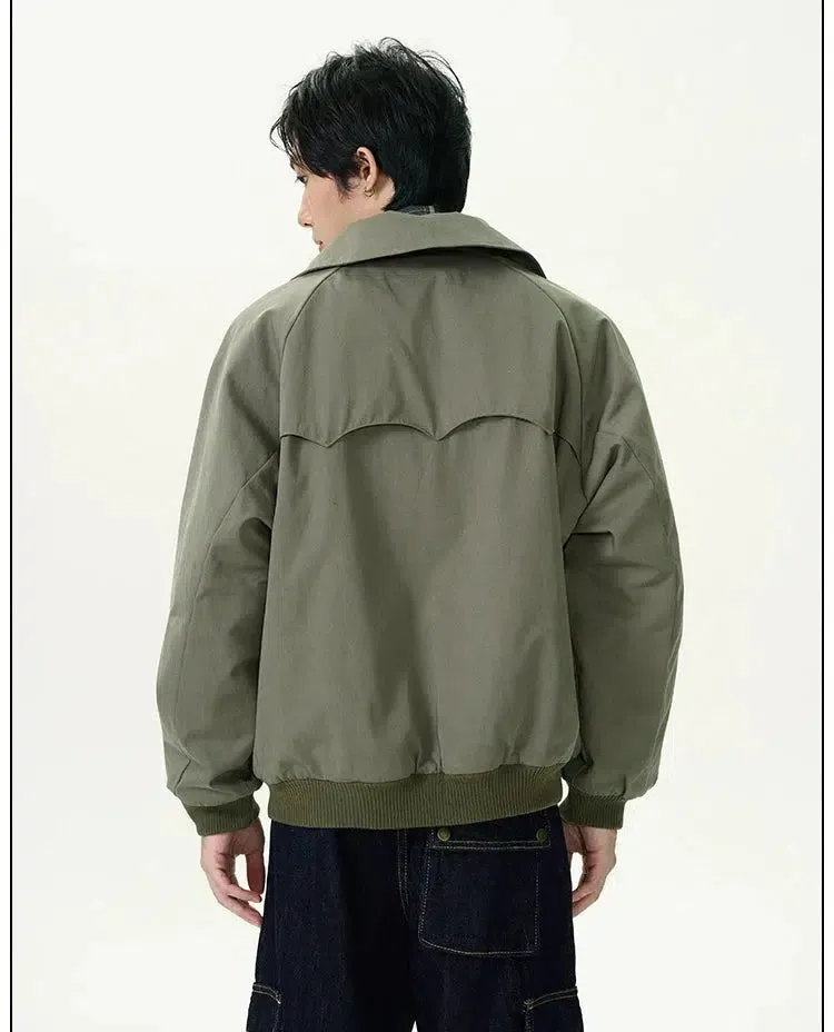 Velvet Pilot Jacket with Lapel Collar