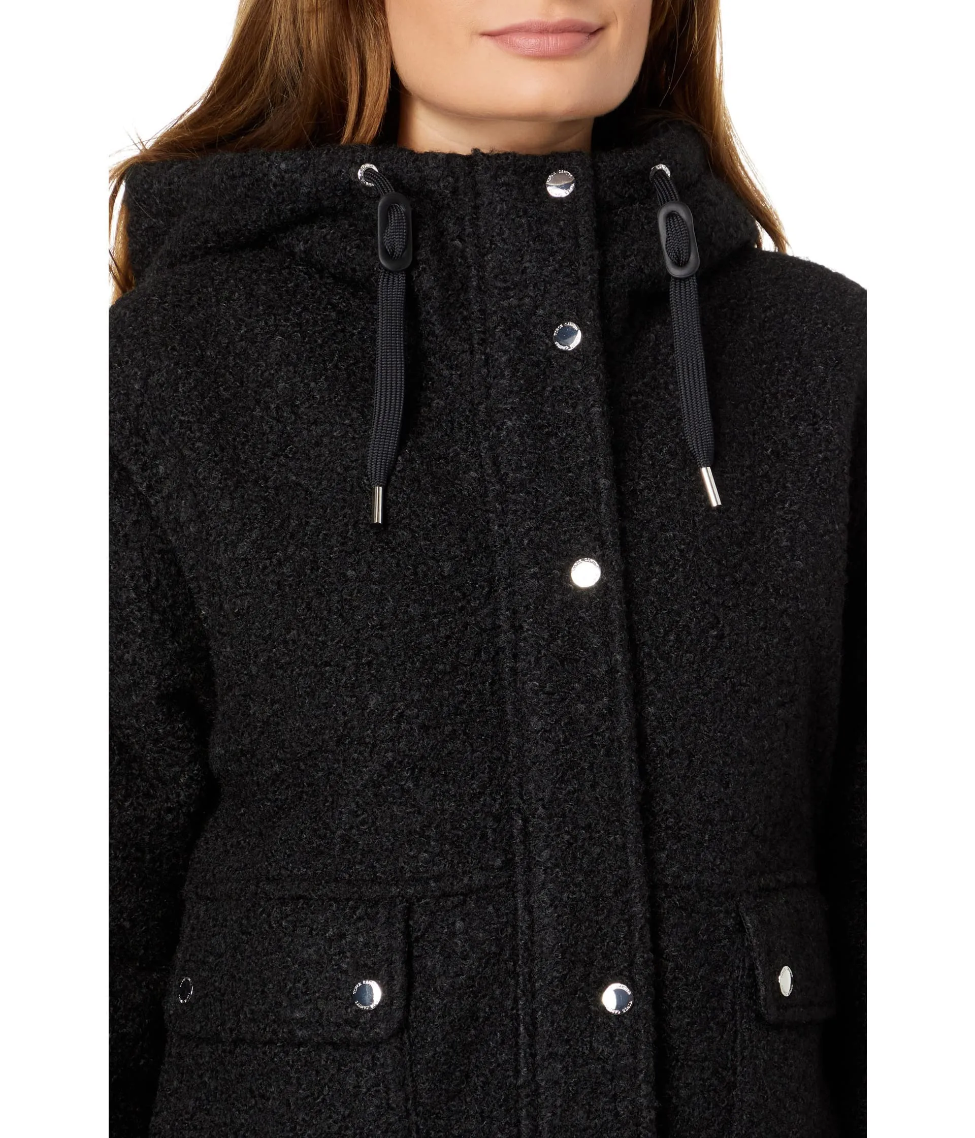 Vince Camuto Short Hooded Wool Jacket V22724 Black SM (US 4-6)