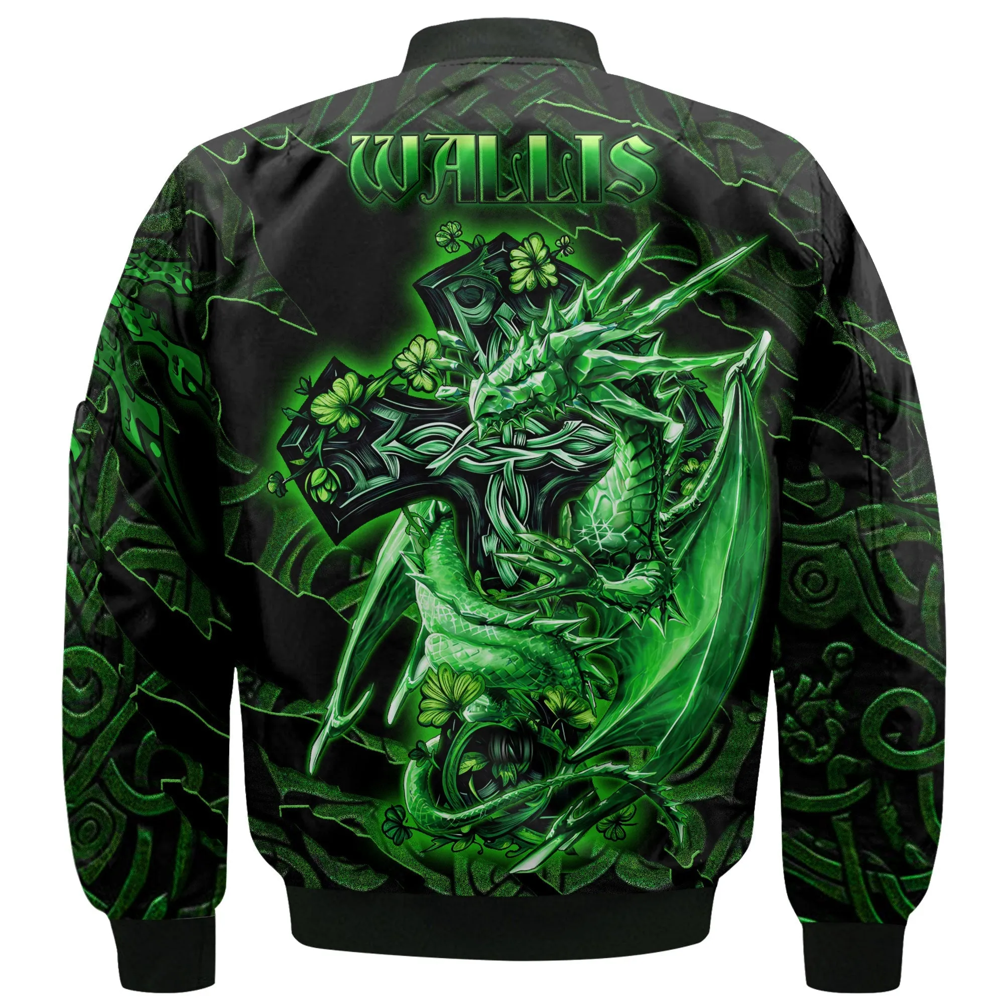 Wallis Bomber Jackets Celtic Cross And Dragon Style