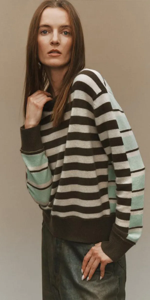 White   Warren Mixed Stripe Crew